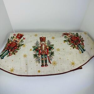 Max Studios Christmas Tree Skirt 52" Lined Nutcracker Holly Snowflakes Metallic